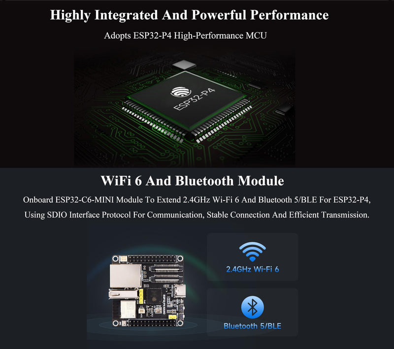ESP32-P4-NANO Development Board, Based On ESP32-P4 Chip with RISC-V Dual-Core and Single-Core Processors, Supports Wi-Fi 6 and Bluetooth 5/BLE, with Speaker and PoE Module(4 Items)