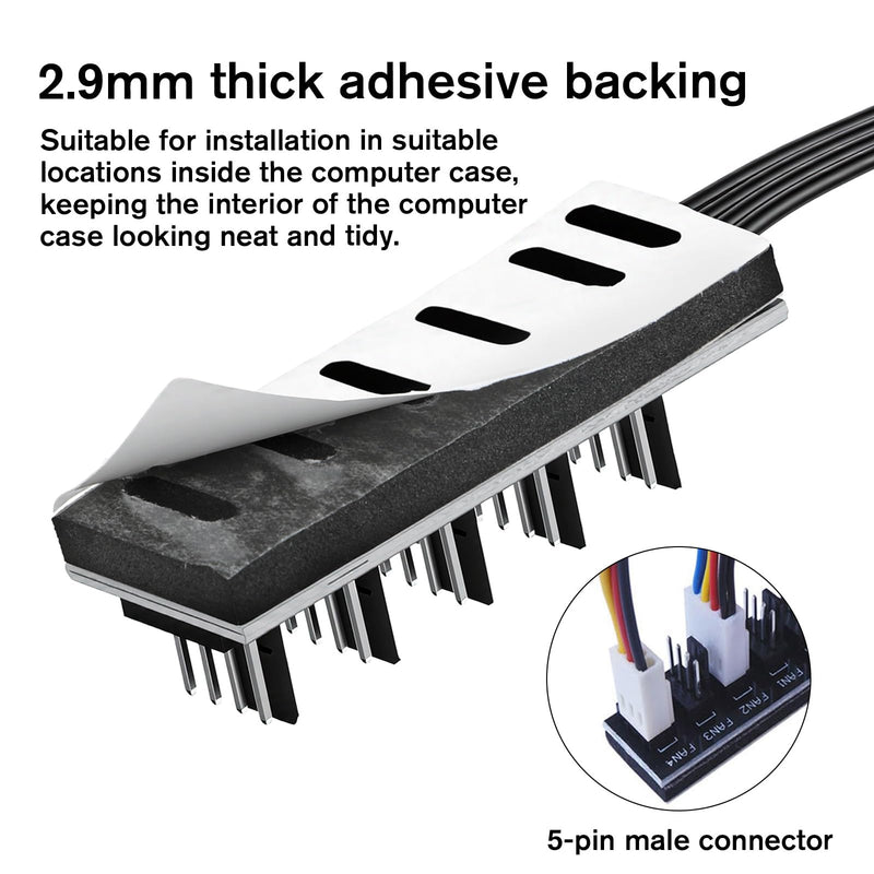 PWM Fan Splitter Hub Compatible 3PIN/4PIN 2 Pack 1 to 5 Splitter | Fan Splitter Cable Compatible Extension Cord for Computer 4-Pin and 3-Pin PC Durable Wire for Desktop Computer Cooling