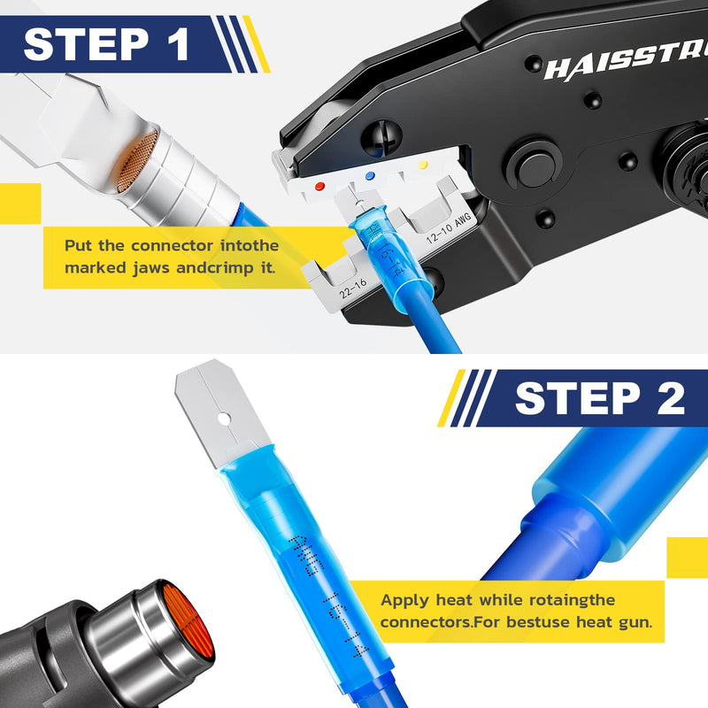 haisstronica 460PCS Heat Shrink Spade Connectors,AWG 22-10 Female and Male Wire Connectors,Quick Disconnect Spade terminlas AWG 22-10 Male&Female Kit 460PCS
