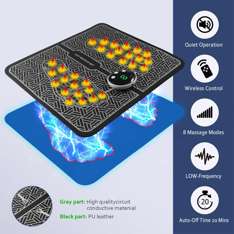 Phixnozar TENS & PMS, Transcutaneous Electronic Nerve Stimulator, EMS Foot Massager Mat for Muscle Relaxation,Back & Leg Foot Massage XL