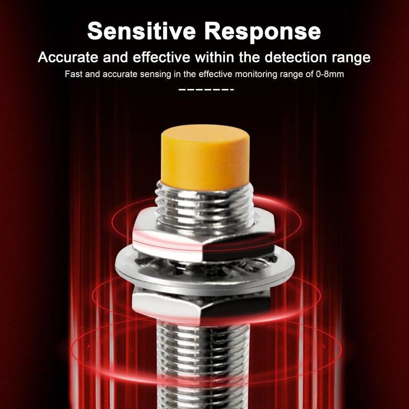 4Pcs M12 Proximity Sensor, NPN NO Inductive Proximity Sensor, Approach Switch, 4mm Detecting Distance Normally Open 6-36V LJ12A3-4-Z/BX, Unshielded, Can Replace Small Switches and Limit Switches 4 pcs