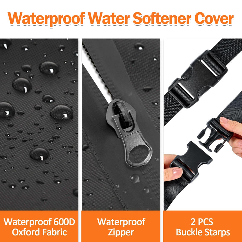 Water Softener Cover Outdoor Insulated, 3 Layers Insulation Water Softener Tank Jacket, Water Softener Covers for Outside Units, 10''D x 54''H(Cover Only)- Black 10''D x54''H