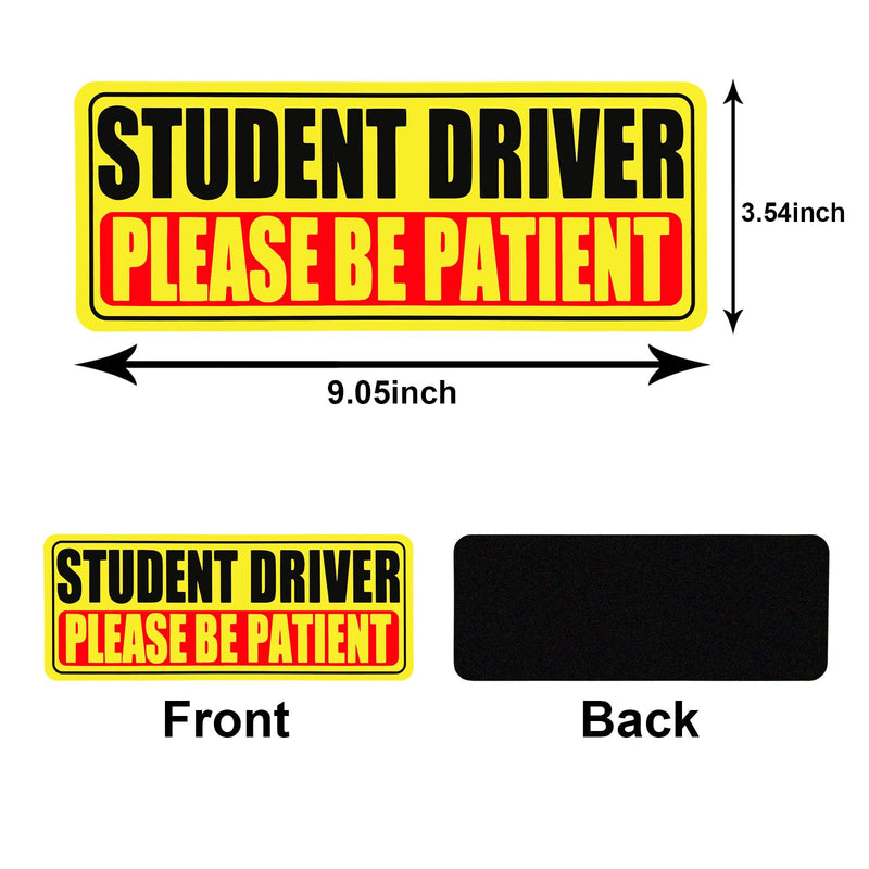 Student Driver Magnet for Car, 3 Pack Please Be Patient New Student Driver Sticker Safety Warning Reflective Signs, Reusable Magnetic Reflective Rookie Drivers Bumper Sticker