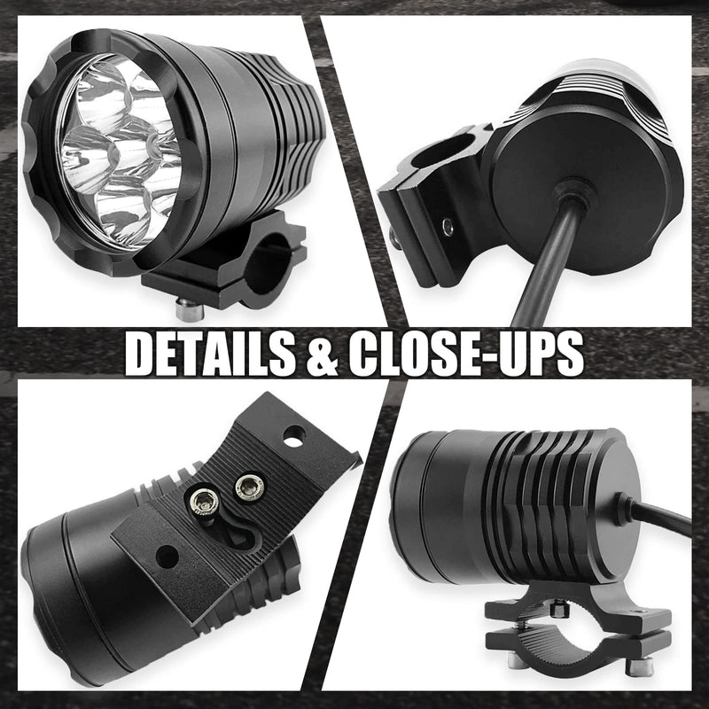  [AUSTRALIA] - Motorcycle Driving Lights 12-60V 40W 3600LM LED Fog Lights for ATV UTV Bike Car Truck Boat Forklift Waterproof LED Spotlights with 6 Light Beads High Low Strobe Beam Switch Universal (Black 2) Black 2