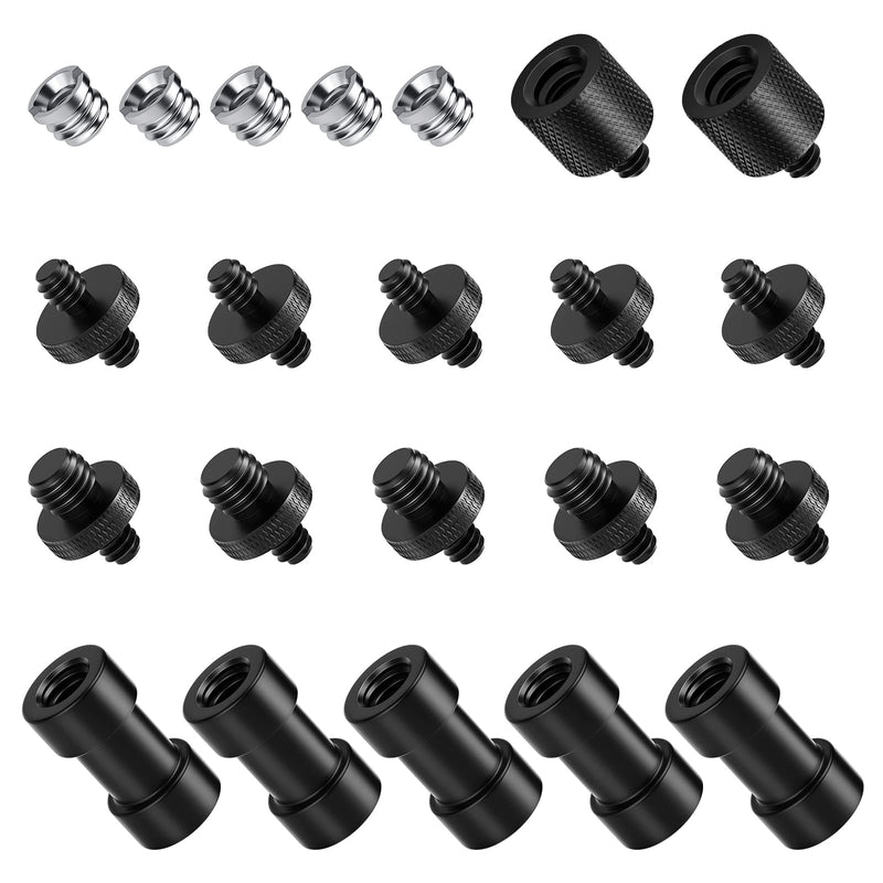 NEEWER Camera Screw Adapter, 22 Pieces 1/4” to 1/4” and 1/4” to 3/8” Tripod Mount Screw Adapter Converter Set for Camera Mount, Monopod, Ball Head, Flash Light Stand, Tripod — ST29