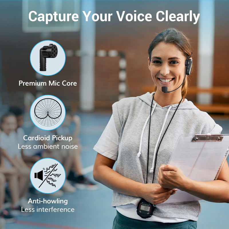 TONOR Wireless Headset Microphone, 2 in 1 UHF Over-Ear Mic System with 20 Channels, 65ft Range Handheld Microfono for Teaching, Fitness, Tour Guide, Compatible with PA, Voice Amplifier, Speaker, TW100