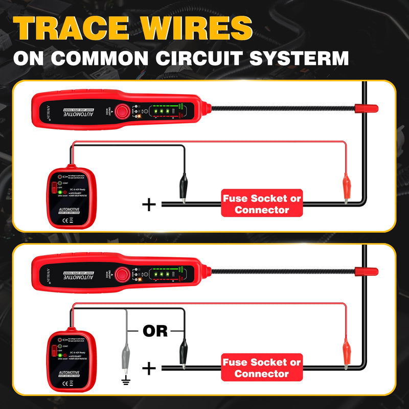Wire Tracer Automotive Electrical Open & Short Finder Circuit Tester Wire Breaker Finder Fault Probe Cable Tracker Electrical DC 6-42V