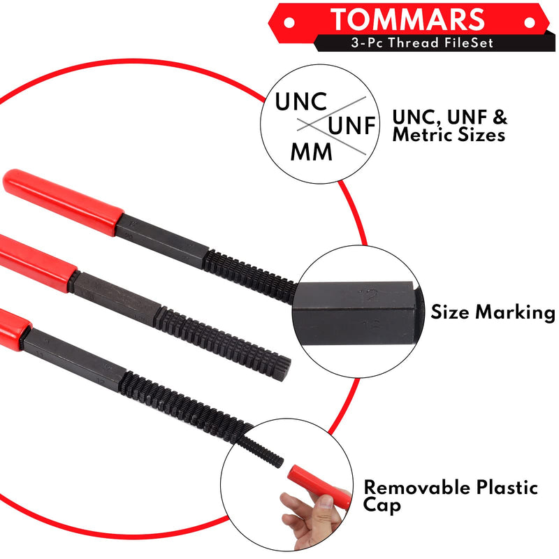 TOMMARS 3-Pc Thread Restorer File Set Thread Restoring Chaser Files