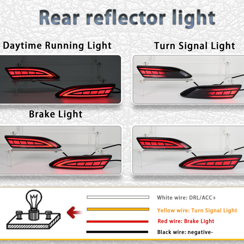  [AUSTRALIA] - LED Rear Bumper Reflectors Light Fog Brake Tail Lamps Compatible with Ford Focus 2012-2018 Pair Driver and Passenger Side Sedan/Hatchback (Not Fit ST& SEL)12-14 Stock Reflector Trim (Smoked) Smoked