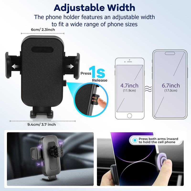 Car Phone Holder Fit for Toyota Camry 2021-2024 7-inch Screen with Dashboard Organizer Cell Phone Mount Holders Fit for Camry Accessaries Fixed Clip Hands-Free &360°Rotation(Not Fit 9 inch) 21-24 Toyota Camry