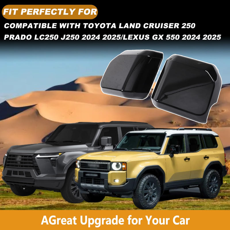 Car Rearview Mirror Cover Compatible with Lexus GX550 2024+/Toyota Land Cruiser Prado 2024+ Door Rear View Mirror Cover Side View Mirror Protective Trim Cover 2PCS/Set (Piano Black) Piano Black