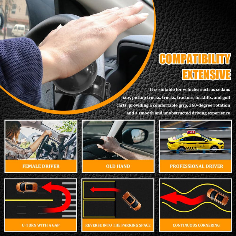 8 Ball Steering Wheel Knob Spinner, Suicide Knob, Heavy Car Turning Suicide Spinner Handle, Universal 360 Degrees Rotation Steering Wheel Accessories Compatible with Most Vehicles