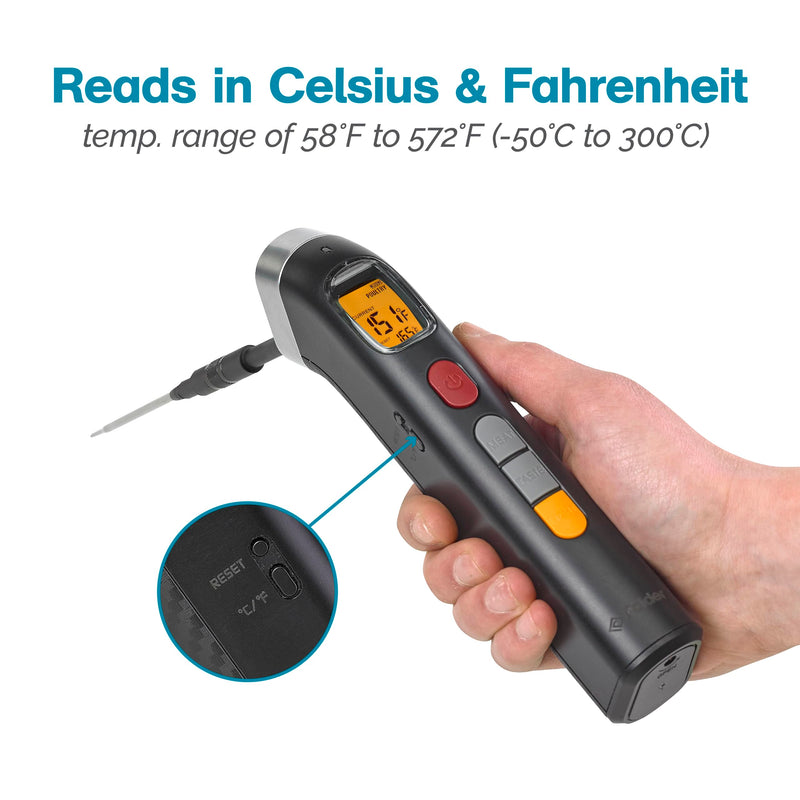 Polder Smart Probe Instant Read Thermometer, Meat Thermometer for Grilling and Cooking, Comes with 2 Removable Probes and 10 Preset Temperatures, Built-in Torch Light, Backlit Screen Digital Display