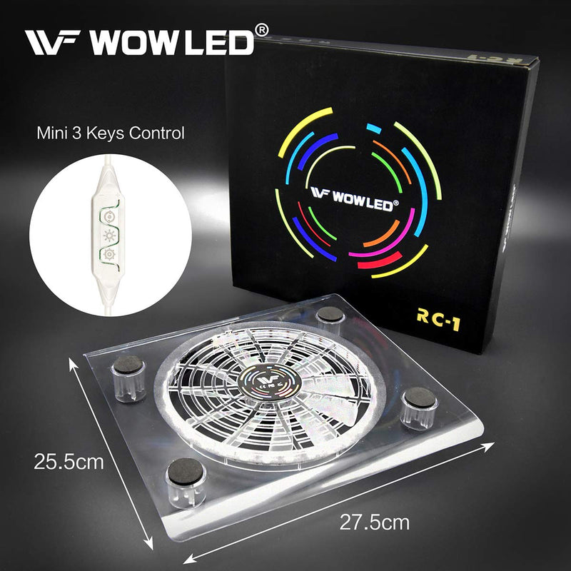 WOWLED Cooling Fan Mini 3 Keys Control Gaming USB RGB LED Cooler Thermal Fan Pad for PS4 PlayStation 4 Xbox One X Consoles Laptop Notebook PC CPU Coolers Computer Cooling Strip Light Case Fan RGB Cooling Pad