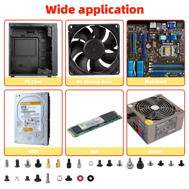 1000pcs Computer Screw & Standoff Kit - Motherboard Mounting Screws for ATX Cases, HDD/SSD, Power Supply, GPU, PC Fans - DIY PC Building & Repair Essentials