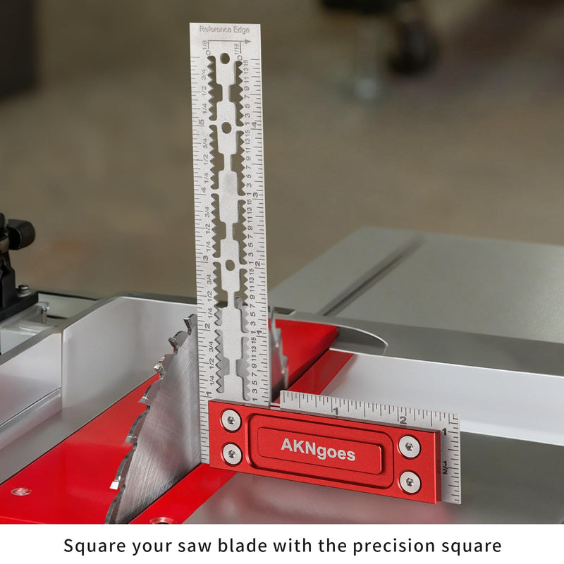 Precision Woodworking Square, Stainless Steel Square with Shoulder Lip, Self Standing for Quick Measurement, Built in Scribe Notches, Framing Tool for Professional Carpentry Use-6 Inch 6 Inch