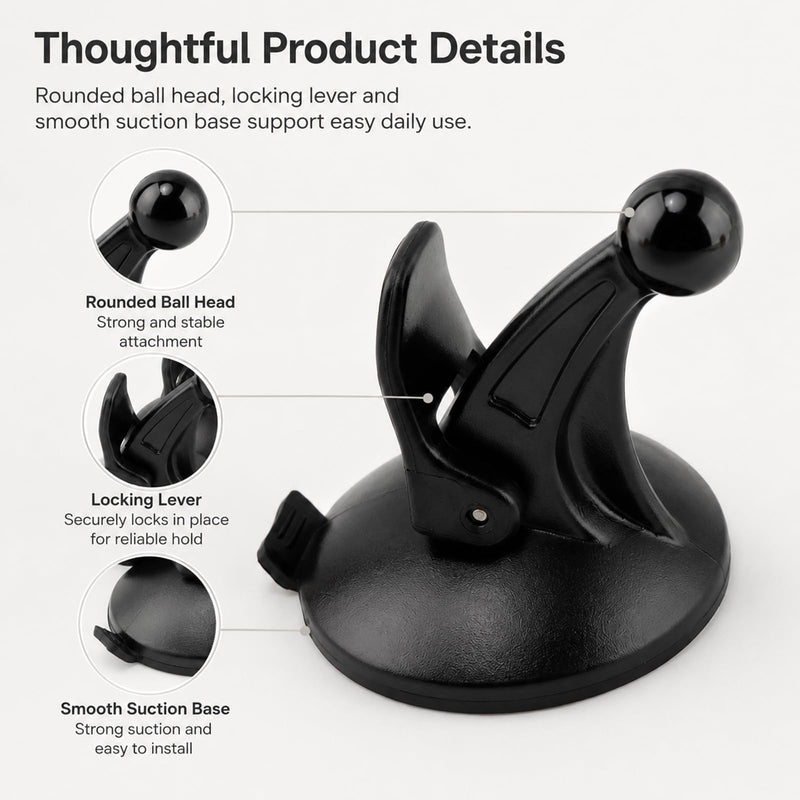 2 Pack GPS Car Mount for Garmin, Windshield Dashboard with Strong Suction Cup, 17mm Ball Mounting Pattern Replacement for Garmin Nuvi, Drive, DriveSmart