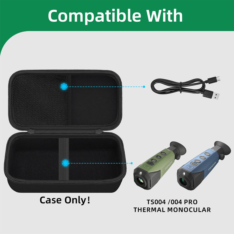Thermal Camera Hard Storage Case for TS004/ TS004 Pro Infrared Monocular | Shock Resistant Construction, Accessory Storage Pouch, Compact Portable Layout for Industrial & Outdoor Detection Use Black