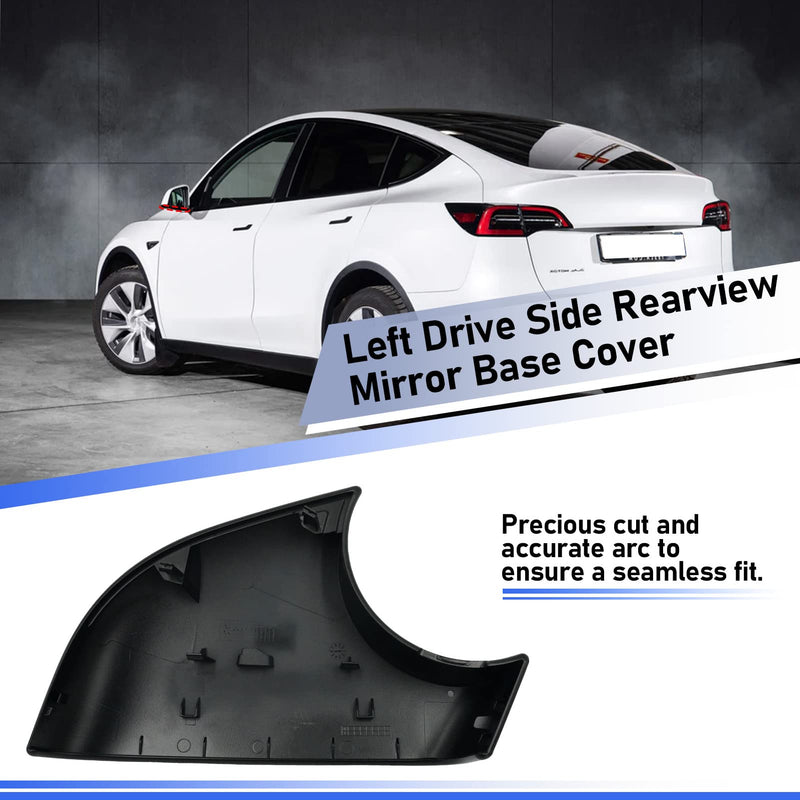 Jaronx Compatible with Tesla Model Y Mirror Lower Cover 2018-2025,Left Drive Side Rearview Mirrors Base Trim Bottom Cover Replacement for Tesla Model Y Accessories(Left) Left Side Black