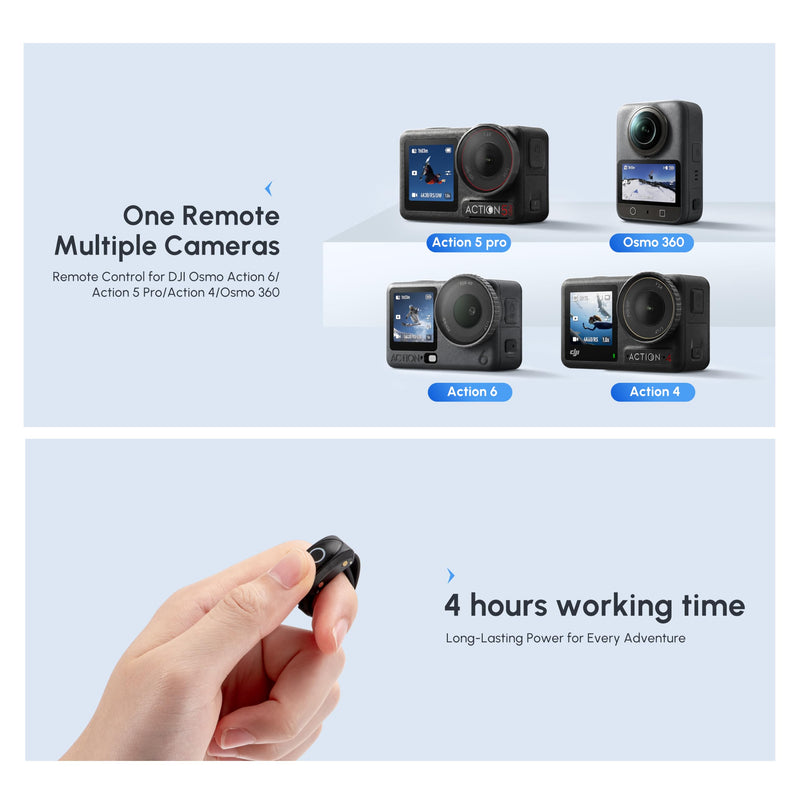 Wireless Remote for DJI Controller Ring Shutter Action 5pro/6/4 Accessories | Finger Mini Camera Bluetooth Snapshot Wake-Up Control Waterproof Magnetic Charging for Fingertip Bike Handlebars Fishing Rods