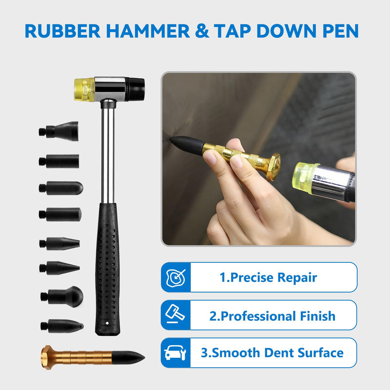 Dent Puller Kit for Car, Paintless Dent Removal Kit with Lightweight Metal Dent Lifter & 2-in-1 T-bar Puller, 100W Hot Glue Gun & High Viscosity Glue Sticks for Auto Body Dent Repair PDR KIT-120PCS
