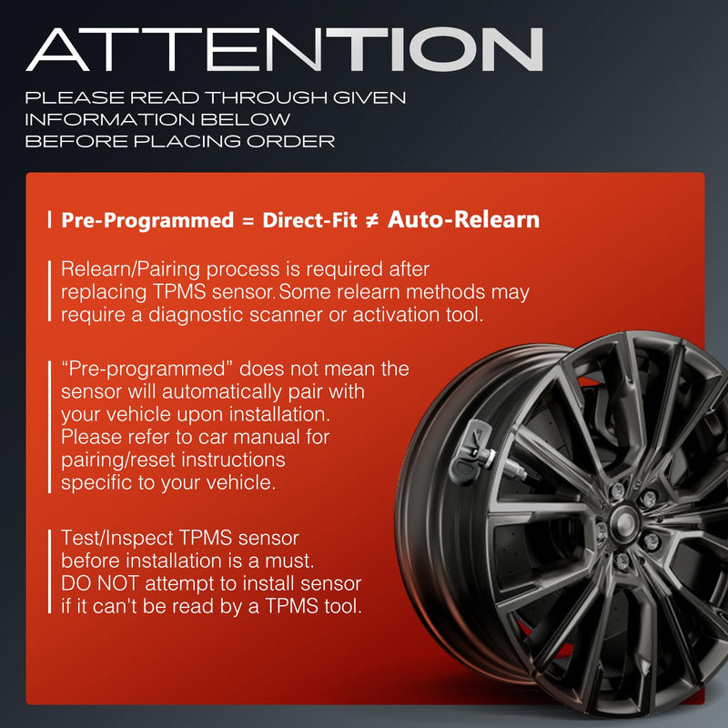 A-Premium 4PCS Pre-programmed TPMS Sensor Tire Pressure Monitoring Sensor - Compatible with Ford, Lincoln Models - Bronco, Edge, F-150, Mustang, Ranger, Mark LT, MKC, MKZ, Nautilus, Navigator - 315MHz