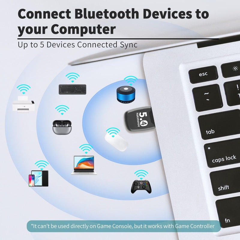 Upgraded Bluetooth 5.4 USB Adapter for PC Laptop, Wireless Dongle for Windows 11 10 8.1 7 Linux Desktop Computer, Plug n Play Bluetooth Headset Speaker Keyboard Mice Printer Controller