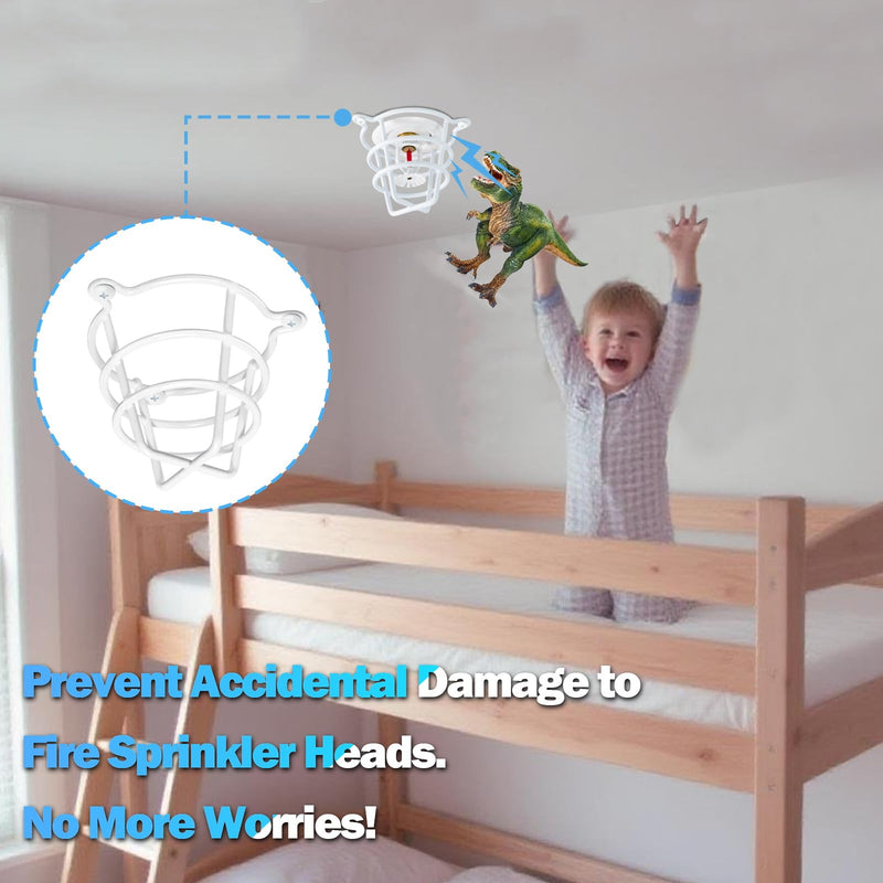 Happy Tree (4 Pack) White Fire Sprinkler Head Guard Cage Protector Cover for Both 1/2" & 3/4" Fire Head for Protecting Side Wall & Pendent & Flush Mount Head Fire Sprinkler Covers for Ceiling 4 Pack