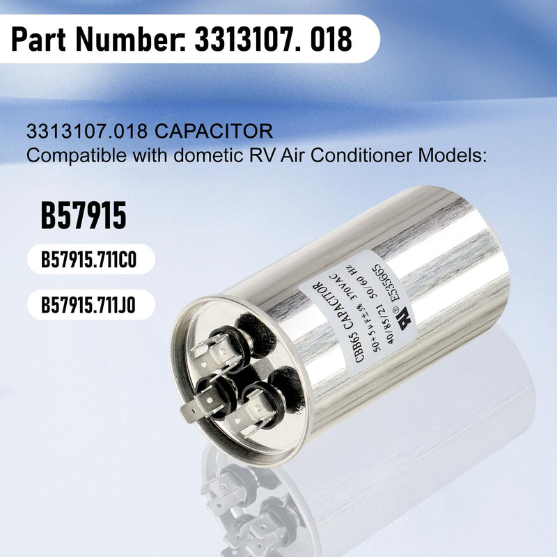 3313107.018 Capacitor Compatible with dometic RV Air Conditioner, 50+5uf+5%, 370VAC CBB65/CBB65A, Replaces 3316995.900, 3316348.900, 3100248.487