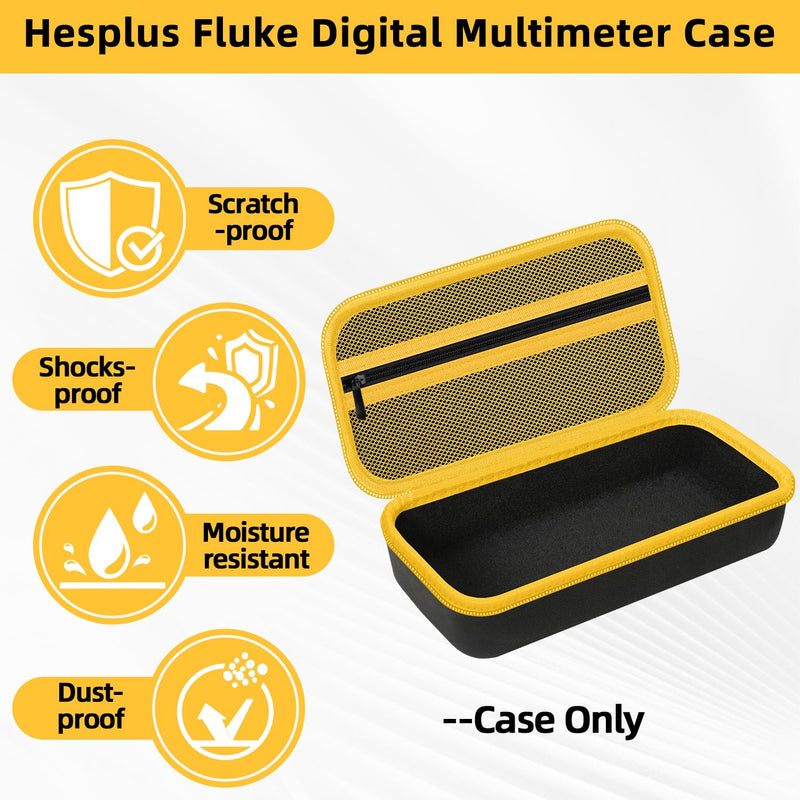 Carrying Case for Fluke 15B+/17B+/Fluke 101/117/115/116/114/113/177/179/233/106/107 Multimeter Testers and Accessories, Multimeter Storage Bag Organizer Box -Black (Case Only) Black