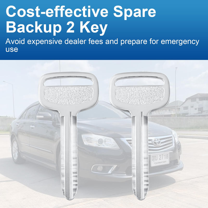 Fits for Toyota Key Blank - 90999-00186(2 Pack) | Fits for Toyota 1992-2010 Camry Corolla RAV4 Sienna Supra Tacoma Tundra,Brand New Uncut Master Key,Locksmith Required