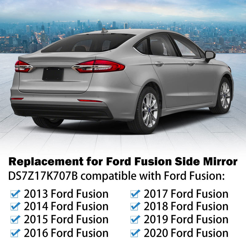 Passenger Right Side Heated Mirror Glass Replacement for 2013 2014 2015 2016 2017 2018 2019 2020 Ford Fusion - Exterior Side View Convex Mirror with Blind Spot, Replace DS7Z17K707B Passenger Side(Right)