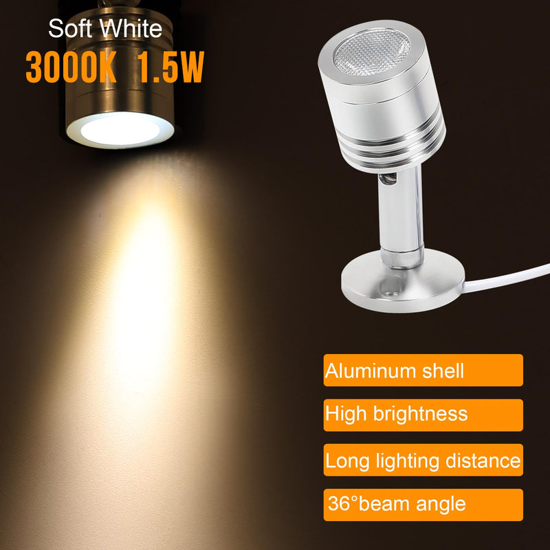 LED Mini Indoor Spotlight – Accent Lighting for Display Shelves, Paintings, Plants, Jewelry, Showcase, Under Cabinet – Adjustable Indoor Spot Light(Soft White 6 Pack Dimming&Timing) Soft White Dimming&Timing