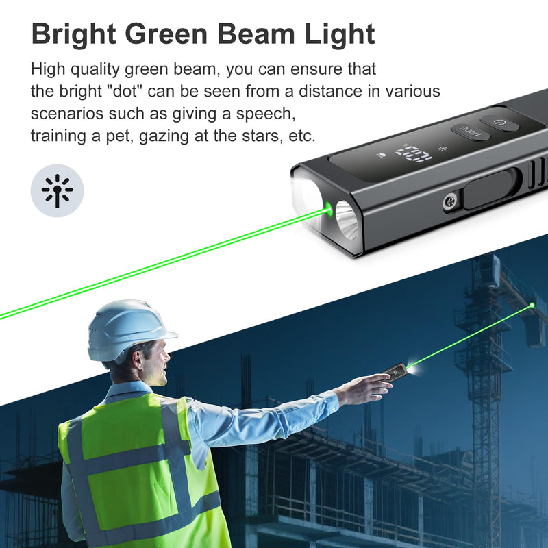 Rechargeable EDC Flat Flashlights, 5 IN1 PRO Flashlight with Green Beam, UV and White LED Combo, 800 Hight Lumens Pocket Lights with Magnet/Bag, Portable Light for Work and Emergency(Black) Black