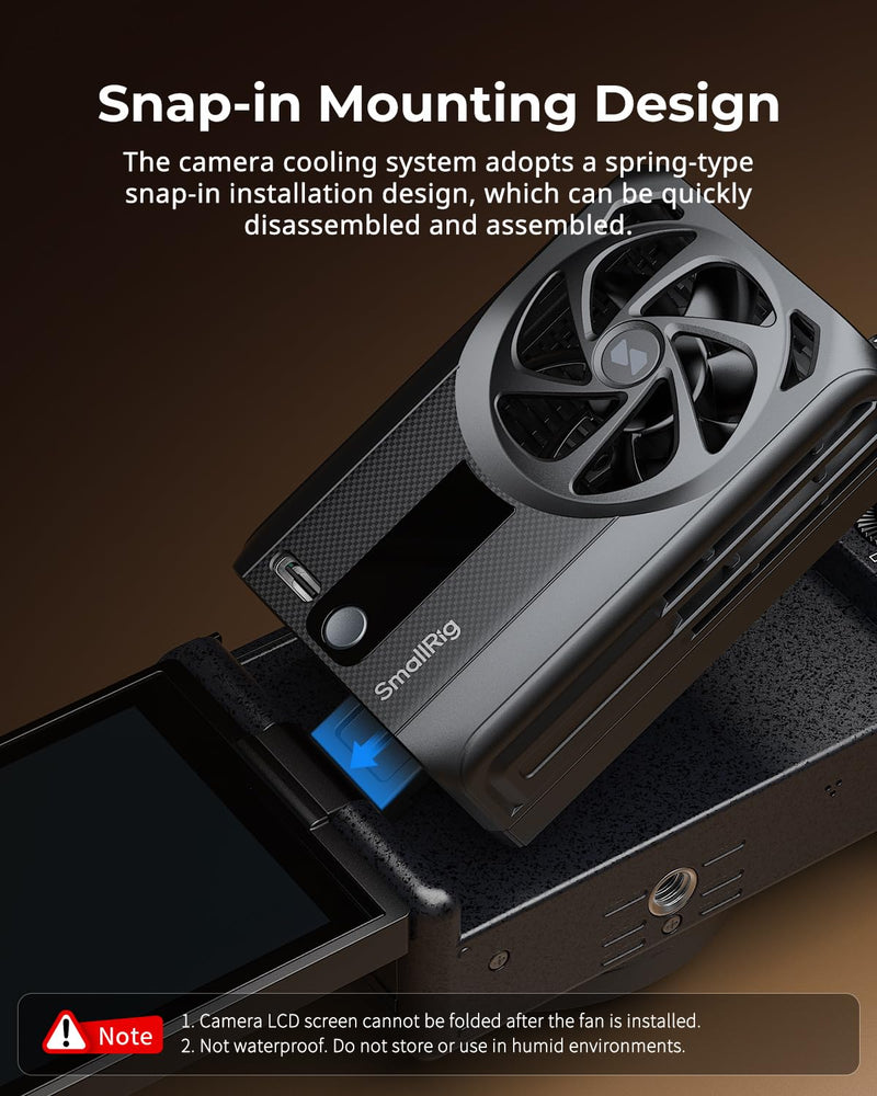 SmallRig Cooling Fan Built-in Battery, External Camera Cooling System, Snap-in Design for Sony A7 IV/A7S III/A7C II/A6700/ ZV-E10 / ZV-E10 II/FX3/FX30, for Canon R5/R5 Mark II/R6 Mark III/R6 V
