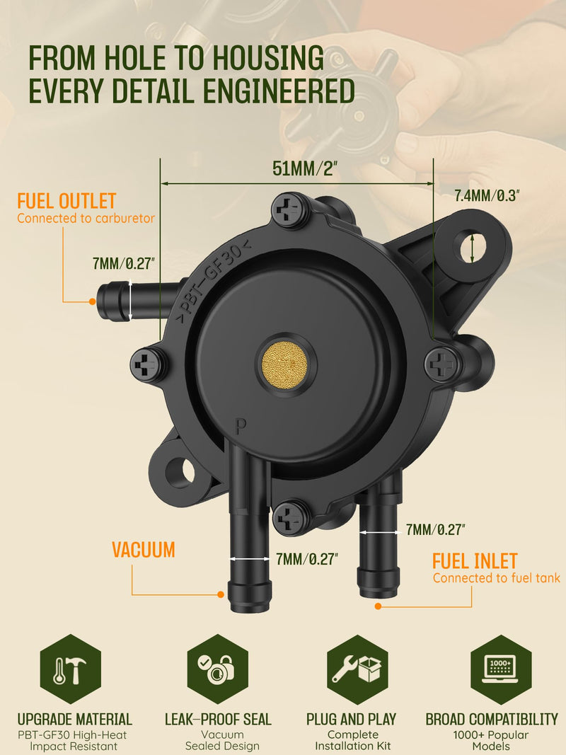 Fuel Pump for Briggs and Stratton 808492 808656 Mikuni: Pulse Vacuum Lawn Mower Golf Cart Fuel Pump Small Engine Parts for Kohler John Deere Cub Cadet Kawasaki Ezgo Club Car Yamaha Toro Honda Predator