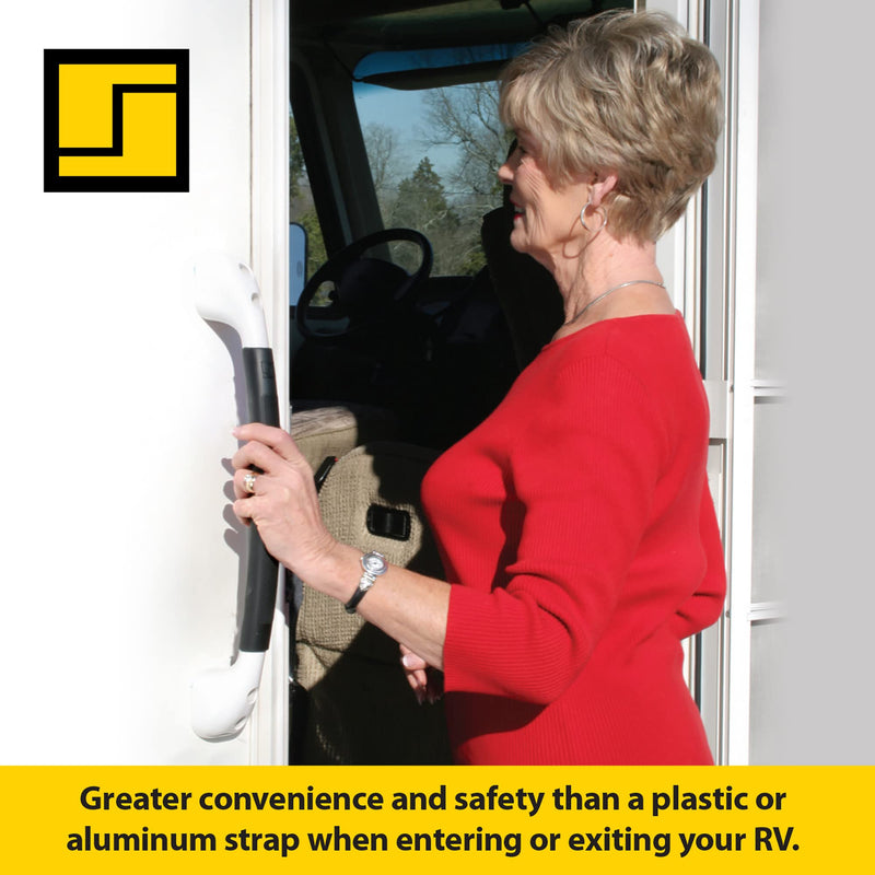 Stromberg Carlson AH-150 Black Soft Touch Assist Handle - RV Exterior Grab Handle and Entrance Handle - Grab Bars for RV and Camper - Comfortable Entry Door Handle