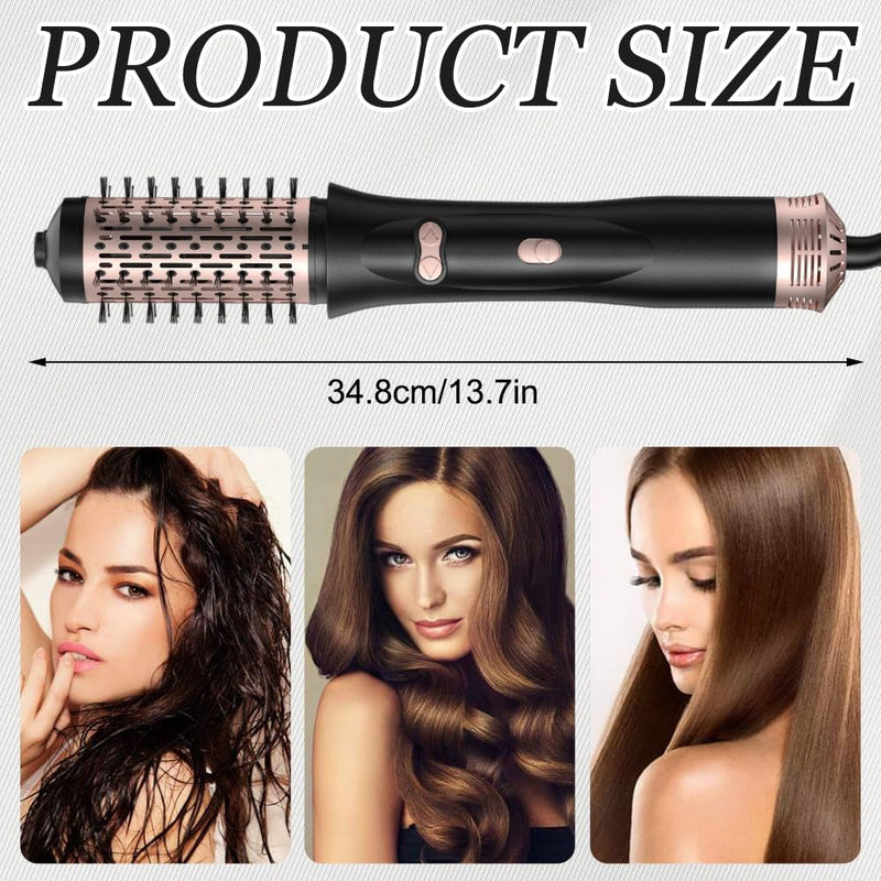 Heated Hot Brush, 3-in-1 Rotating Hair Dryer Brush, Thermal Brushes | 360° Rotating Hot Air Brushes Set, with 3 Temperatures, for Dry/Curl/Straight Hair