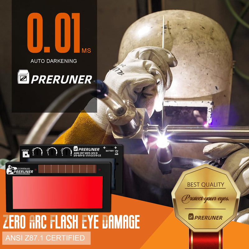 Flex Series Red Shade 5-13 Auto Darkening Welding Lens 2x4-1/4, Adjustable Welding Lens with Sensitivity & Delay Control, Teal Clarity View for Welding Hoods