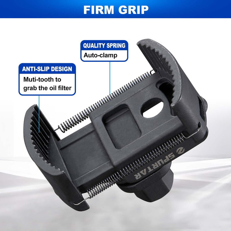 Spurtar Adjustable Oil Filter Wrench 2-3/8 to 3-1/8 inch 60-80mm Universal Oil Filter Removal Tool 1/2'' Drive Cap Style Oil Filter Tool Perfect Fits Small Medium-sized Spin-on Oil Filters UTV JetSkis