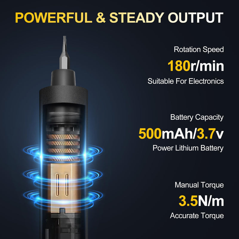 3.7V Precision Electric Screwdriver Set,76 IN 1 Mini Electric Screwdriver Cordless Set with USB Charging,5 Torque Settings Repair Tool Kit for Electronics Phone Camera Laptop Watch Grey - Upgraded Version