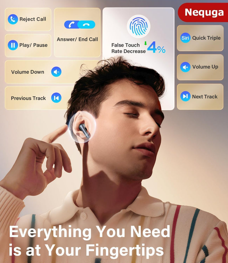 Wireless Earbuds Bluetooth 5.4 Headphones with 48H Playtime Ear Buds | Noise Cancelling Mic, LED Power Display Charging Case, IPX7 Waterproof Bass Stereo Earphones for iPhone Android Phone/Laptop Black