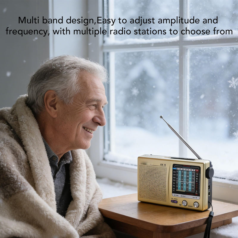 Shortwave Radio AM FM SW WB Portable Battery Operated Radio with Headphone Jack, Clear Sound Reception (Gold) Gold