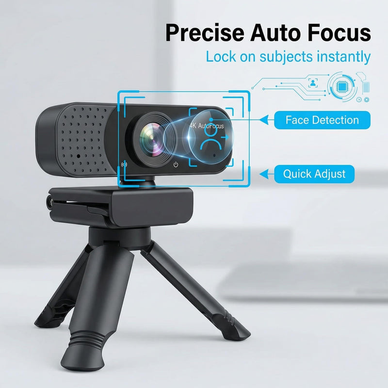Gohero 4K Webcam with Dual PDAF Autofocus & Auto Light Correction | 2 Noise Reduction Mics, 83° FOV, Privacy Cover, USB-A, Pro Series Black002