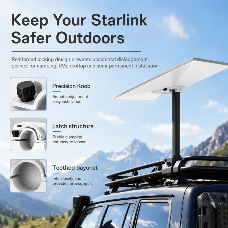2 in 1 Alternative to Starlink mini Pipe Adapter and Flat Mount or Kickstand, Compat with Outdoor Portable Starlink Mini Tripod Adapter, Satellite TV Dish Mounts, Easy to Assemble and Store
