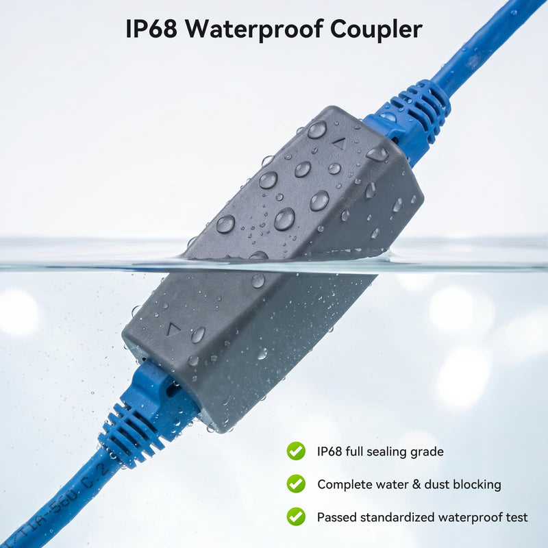 ELUTENG Starlink Cable Coupler Extension to RJ45 Cables Starlink Ethernet Adapter IP68 Waterproof 10Gbps Cat7 Shielded Inline Joiner for Gen 3/Mini Dish, Router