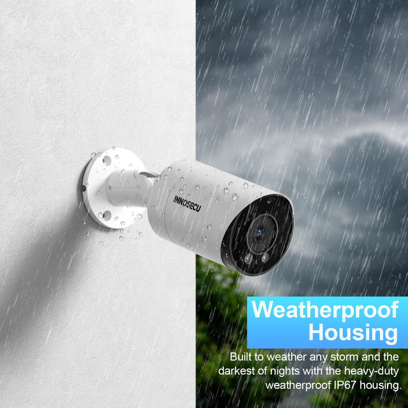 8MP AI IP PoE Camera, Bullet Security Surveillance Camera Outdoor IP67, Face Detection, Human &Vehicle Detection, 2.8mm Lens Wide Angle 110 °, Built-in Mic, Night Vision 100ft, INB8BR49E 8MP W/B NIGHT VISION