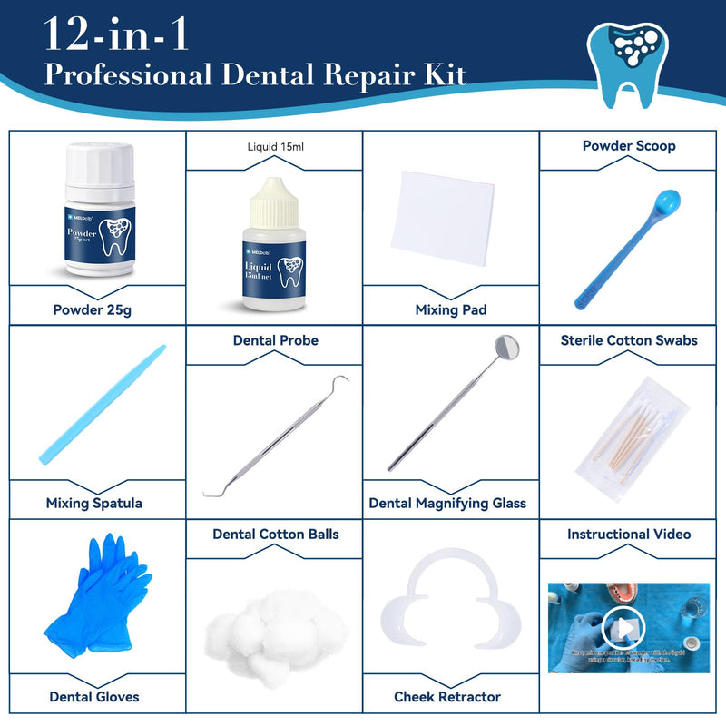 Zinc Oxide Eugenol Dental Care Kit, Tooth Repair Kit, Temporary Tooth Filling Repair Kit, Tooth Filler, Cavity Filler, Dental Cement Glue Adhesive for Crowns, Bridges, Teeth, Home Dental Emergency Fix
