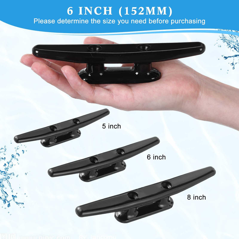 Briwooody 16 Pcs 5"/6"/8" Black Nylon Boat Cleats, Marine Dock Cleat with Screws for Kayak, Canoe, Mooring and Nautical Decor 6inch