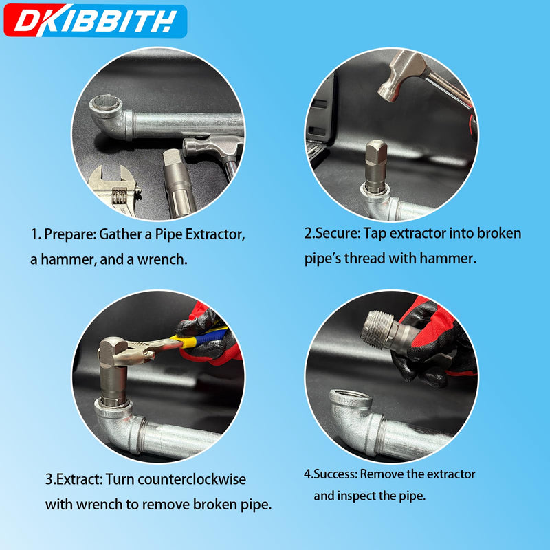 Pipe Extractor Set, 6-Piece Heavy Duty Steel Broken Pipe Extractors for Removing Damaged Threaded Pipes & Fittings from 1/8" to 1", with Durable Storage Case, Ideal Tools for Plumbers Mechanics DIY 6 Piece Pipe Extractor Set